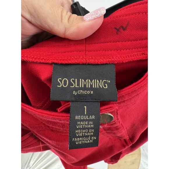 So Slimming By Chico's Red Stretchy Skinny Leg Pants Size 1 - Picture 3 of 4